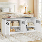 47.2" Shoe Bench with 4 Barn Doors & Padded Seat