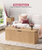 Oak 45.3" Fluted Wooden Storage Chest Bench