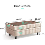 40" Corduroy Convertible Storage Ottoman Bench