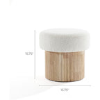 Small Fluted‑Wood Base Padded Storage Ottoman