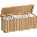 Oak 45.3" Fluted Wooden Storage Chest Bench