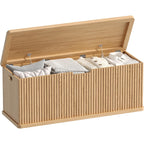 Oak 45.3" Fluted Wooden Storage Chest Bench