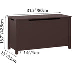 31.5" Wooden Storage Trunk with Safety Hinged Lid