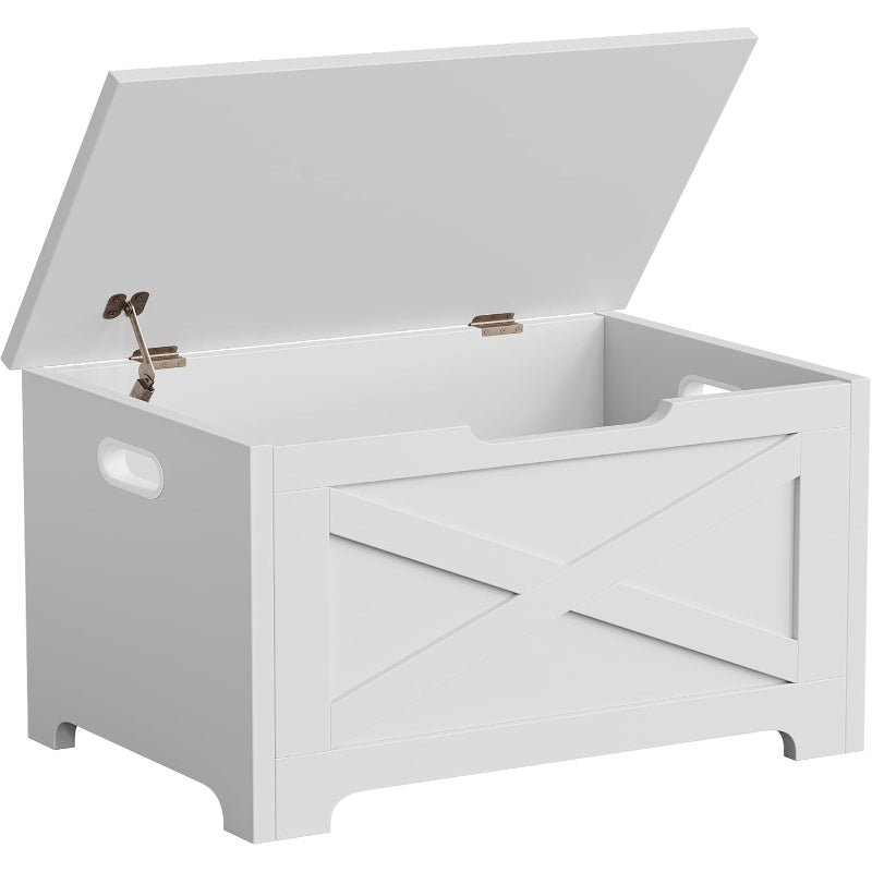 23.6" Wooden Storage Chest Bench with Safety Hinge